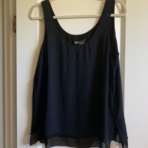 Vince L silk 2 layer tank midnight-navy and black